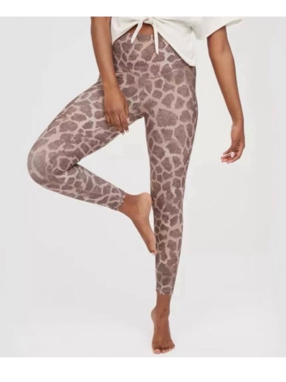aerie real me 7/8 legging short insteam giraffe Print High-Rise Legging small